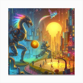 Futuristic Basketball Game Canvas Print