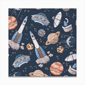Spaceships And Planets Canvas Print