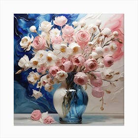 White and blue and pink 1 Canvas Print