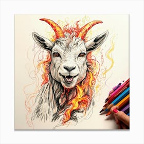 Goat On Fire 70 Canvas Print