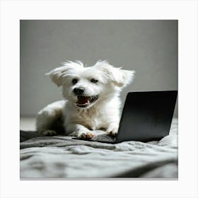 Dog On A Laptop2 Canvas Print