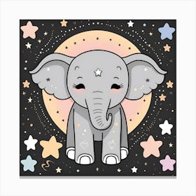 Cute Elephant With Stars 2 Canvas Print