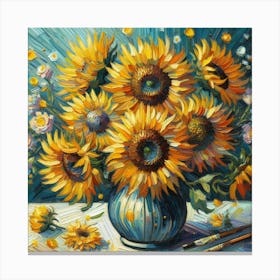 Sunflowers In A Vase 5 Canvas Print