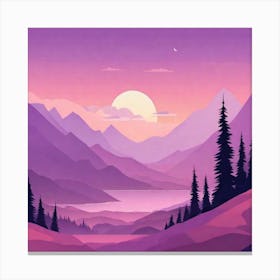 Misty mountains background in purple tone 54 Canvas Print