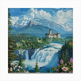 Saskatchewan Falls Oil Painting Canvas Print