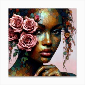 Woman With Roses Canvas Print