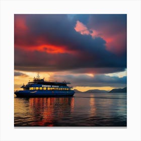Sunset On A Cruise Ship 2 Canvas Print