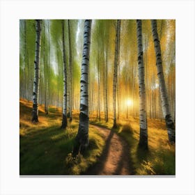 Birch Trees In Autumn 17 Canvas Print