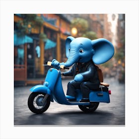 Elephant On A Scooter Canvas Print