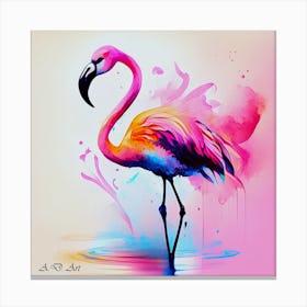 Color Water Painting Of A Beautifully Designed Flamingo Canvas Print