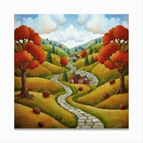 The Winding Road Home. In the middle of the meadows 1 Canvas Print