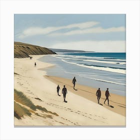 Walkers On The Beach Canvas Print