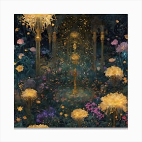 Gilded Garden Nocturnal Blooms (1) Canvas Print