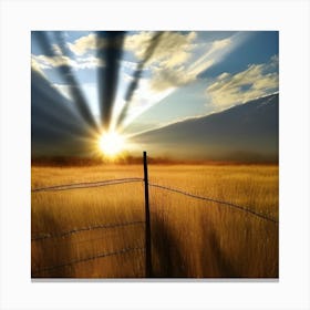 Sunrise Over A Field Canvas Print