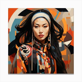 Abstract Bauhaus Mongolian Woman 03 Canvas Print