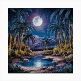 Palm Trees At Night 1 Canvas Print