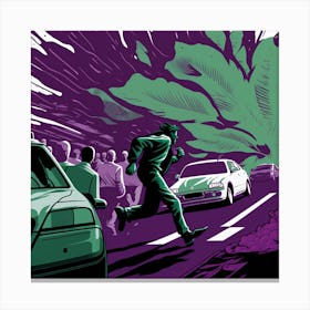 Man Running Away From A Car 1 Canvas Print