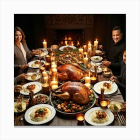 An Age Old Thanksgiving Feast Smothered In The Aroma Of Perfectly Roasted Delicacies From Succulen Canvas Print