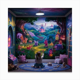 Fairytale wall art painting for children room decor Canvas Print