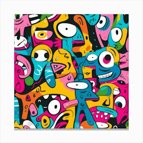 Doodle Monsters Canvas Print