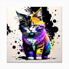 Colorful Cat Painting Canvas Print