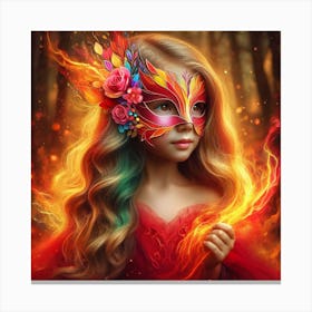 Little Girl In Fire Canvas Print