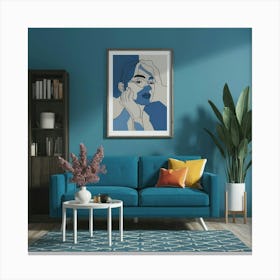 Thinking Blue Line Living Room Art Print Illustrat T40a5viwrwqbtfzmkibjua Yo86ulgltbqhnh86pfhuuq Canvas Print