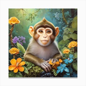 Monkey In The Jungle Canvas Print