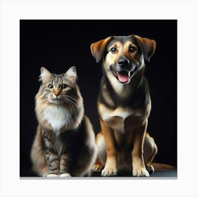 Portrait Of Cat And Dog Canvas Print