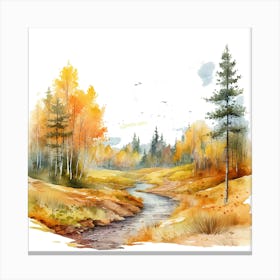 Watercolor Autumn Landscape 17 Canvas Print