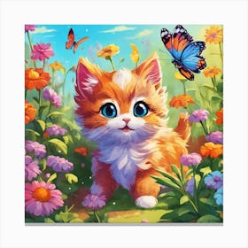 Kitten jumping Canvas Print