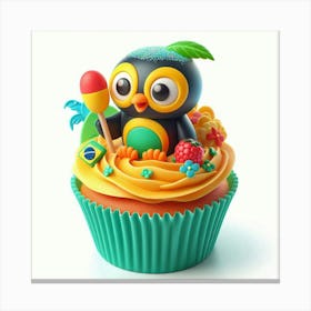 Owl On A Cupcake Canvas Print