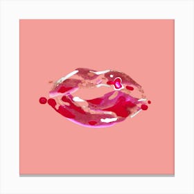 Red Lippies By Day Square Canvas Print