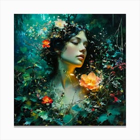 Cosmic Glowing Flower Brilliant Hues Characterart Klimt And Mucha Mysteriousrococo Victorian Canvas Print