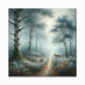 Foxes In The Woods 1 Canvas Print