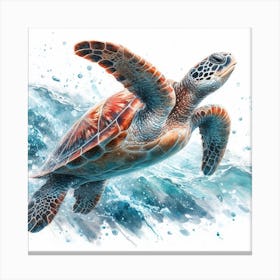 Sea Turtle Watercolour Art Print 1 Canvas Print