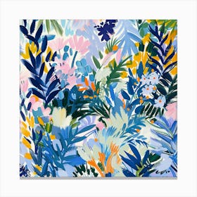 Florals In Blue And Yellow Canvas Print