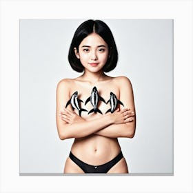 Asian Woman In Bikini Canvas Print