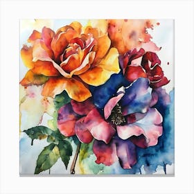 Watercolor Roses 3 Canvas Print