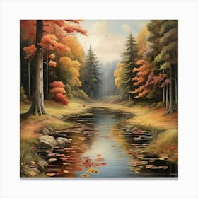 Autumn Pond In The Forest Art Print 2 Canvas Print