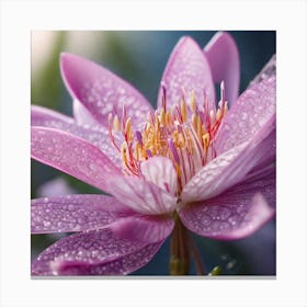 Lotus Flower With Water Droplets Canvas Print