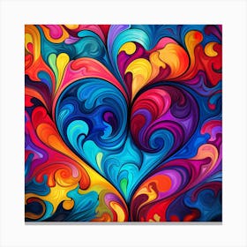 Abstract Colorful Heart Painting Canvas Print