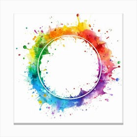 Watercolor Circle Frame Canvas Print