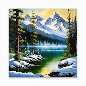 Snowy Mountain Lake Canvas Print