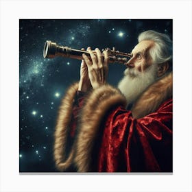 Santa Claus Looking Through Telescope Canvas Print