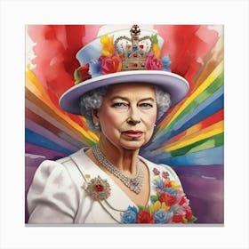 Queen Elizabeth Platinum Jubilee Rainbow Art Print 0 Canvas Print