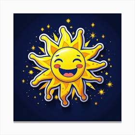 Lovely smiling sun on a blue gradient background 13 Canvas Print