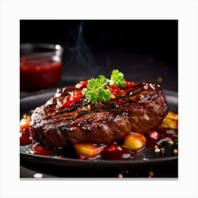 Steak On A Plate 2 Canvas Print