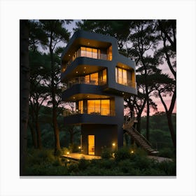 Tree House In The Woods 2 Canvas Print