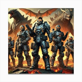 Kaiju Handlers Image 2 Canvas Print